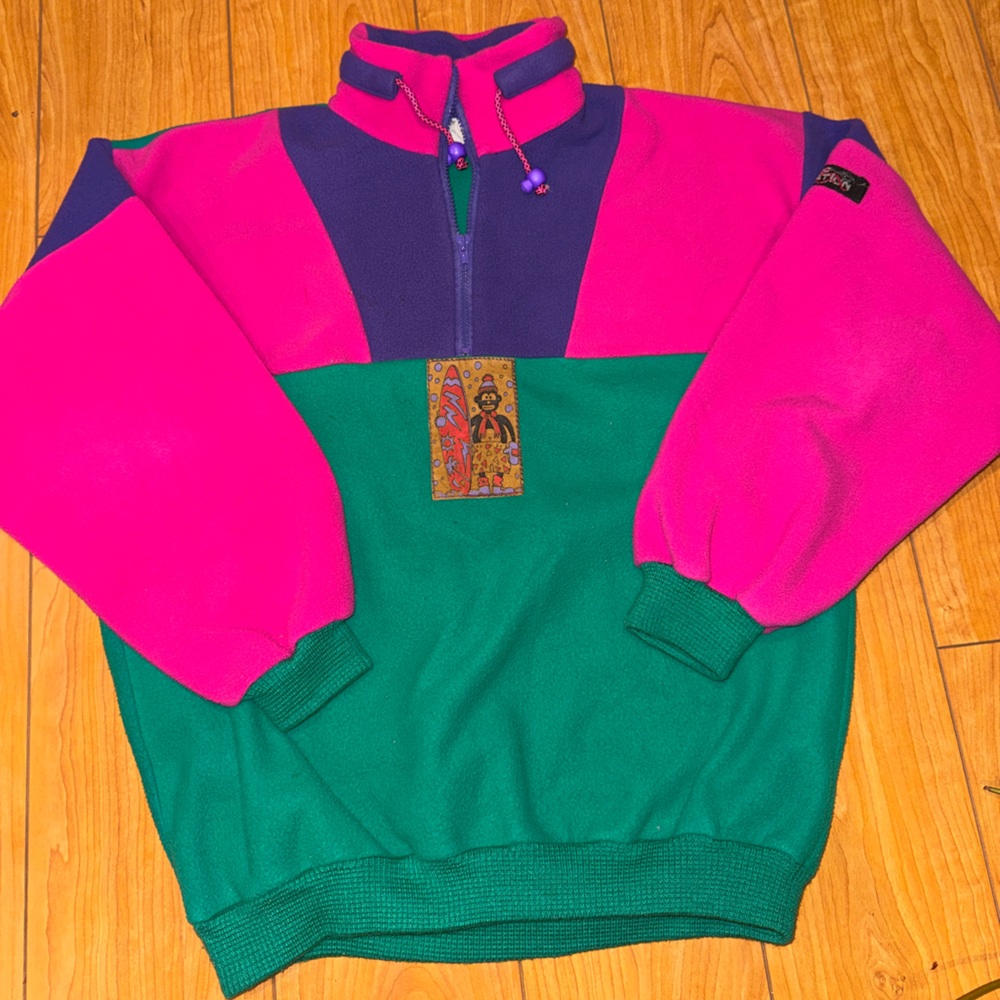Vintage 1990s Tentation Pink and Green Sweatshirt